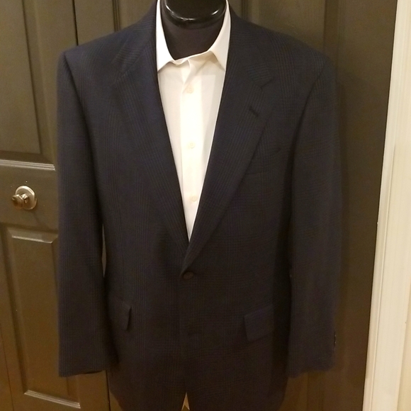 HS&M Navy Glen Plaid Blazer Sport Coat - Picture 1 of 8